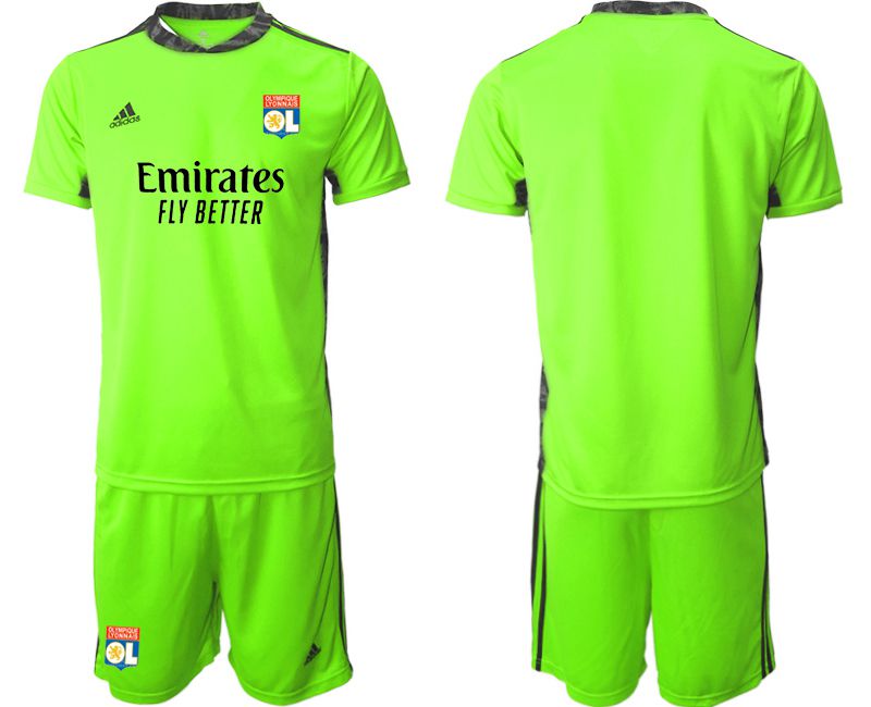Men 2020-2021 club Olympique Lyonnais fluorescent green goalkeeper Soccer Jerseys